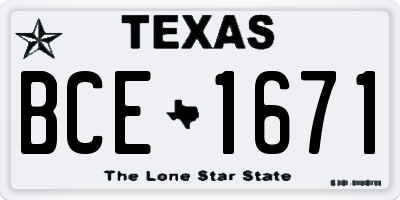 TX license plate BCE1671