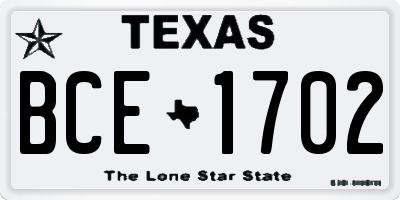 TX license plate BCE1702
