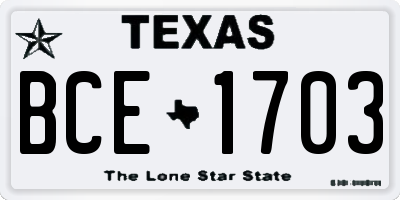 TX license plate BCE1703