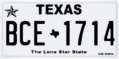TX license plate BCE1714