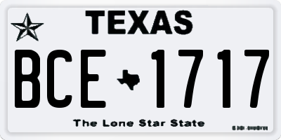TX license plate BCE1717