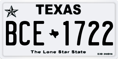 TX license plate BCE1722
