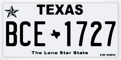 TX license plate BCE1727