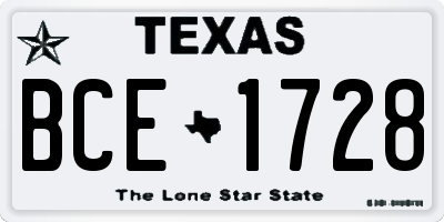TX license plate BCE1728