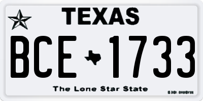TX license plate BCE1733