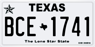 TX license plate BCE1741