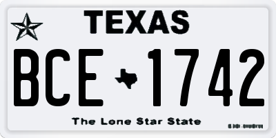 TX license plate BCE1742
