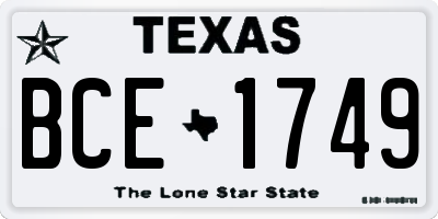 TX license plate BCE1749