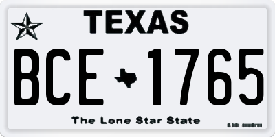 TX license plate BCE1765