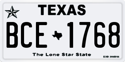TX license plate BCE1768