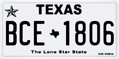 TX license plate BCE1806