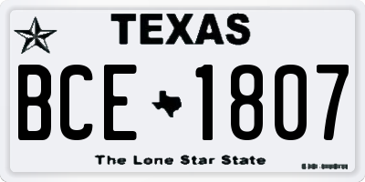 TX license plate BCE1807