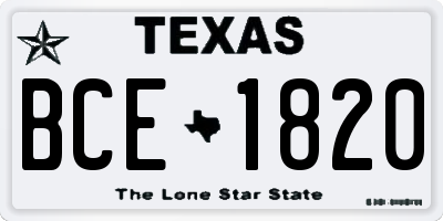 TX license plate BCE1820