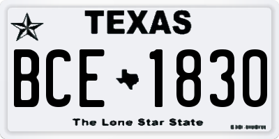 TX license plate BCE1830