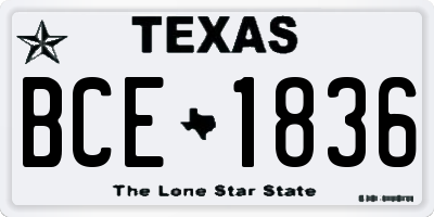 TX license plate BCE1836