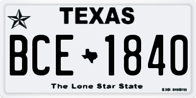 TX license plate BCE1840
