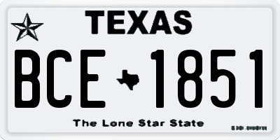 TX license plate BCE1851