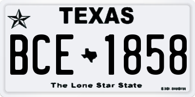 TX license plate BCE1858