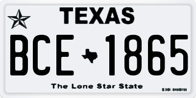 TX license plate BCE1865