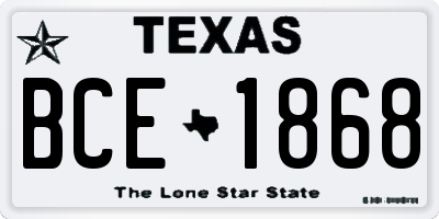 TX license plate BCE1868