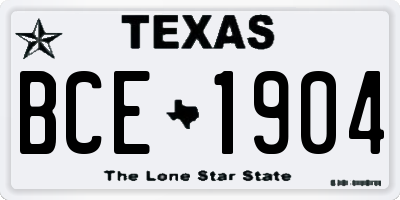 TX license plate BCE1904