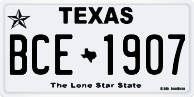 TX license plate BCE1907