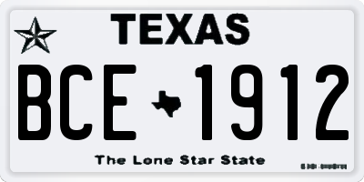 TX license plate BCE1912