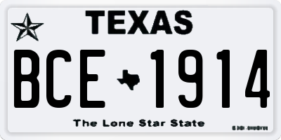 TX license plate BCE1914