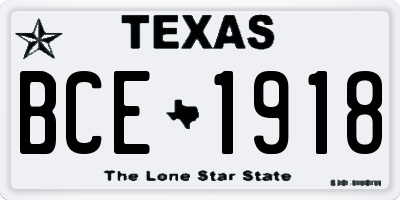 TX license plate BCE1918