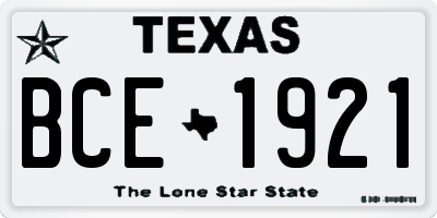 TX license plate BCE1921