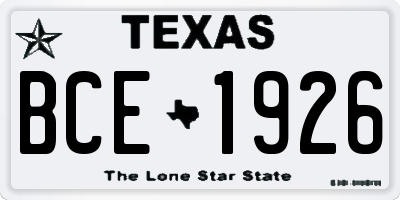 TX license plate BCE1926