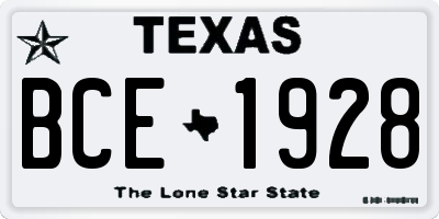 TX license plate BCE1928
