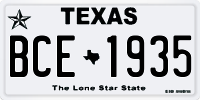 TX license plate BCE1935