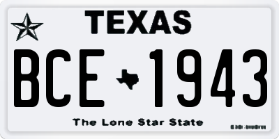 TX license plate BCE1943