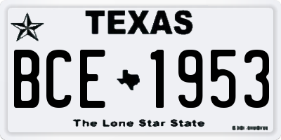 TX license plate BCE1953