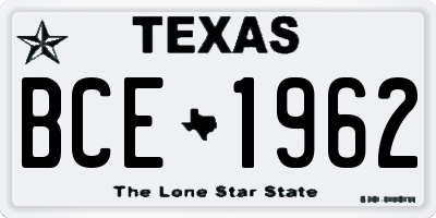 TX license plate BCE1962