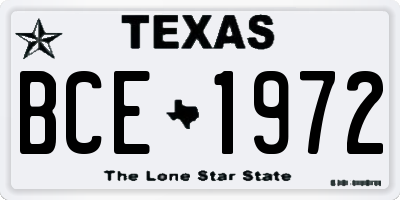 TX license plate BCE1972