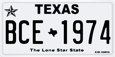 TX license plate BCE1974