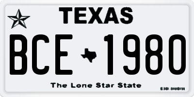 TX license plate BCE1980