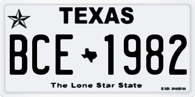 TX license plate BCE1982