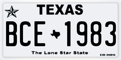 TX license plate BCE1983
