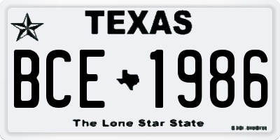 TX license plate BCE1986