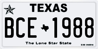 TX license plate BCE1988