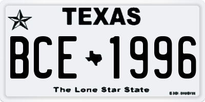 TX license plate BCE1996