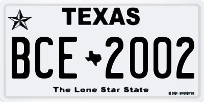 TX license plate BCE2002