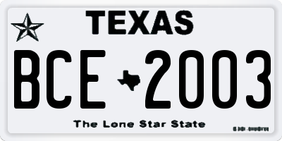 TX license plate BCE2003