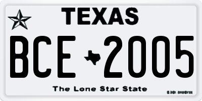 TX license plate BCE2005