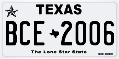 TX license plate BCE2006