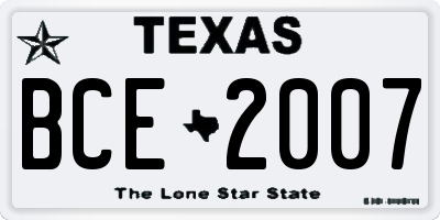 TX license plate BCE2007