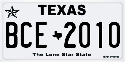 TX license plate BCE2010